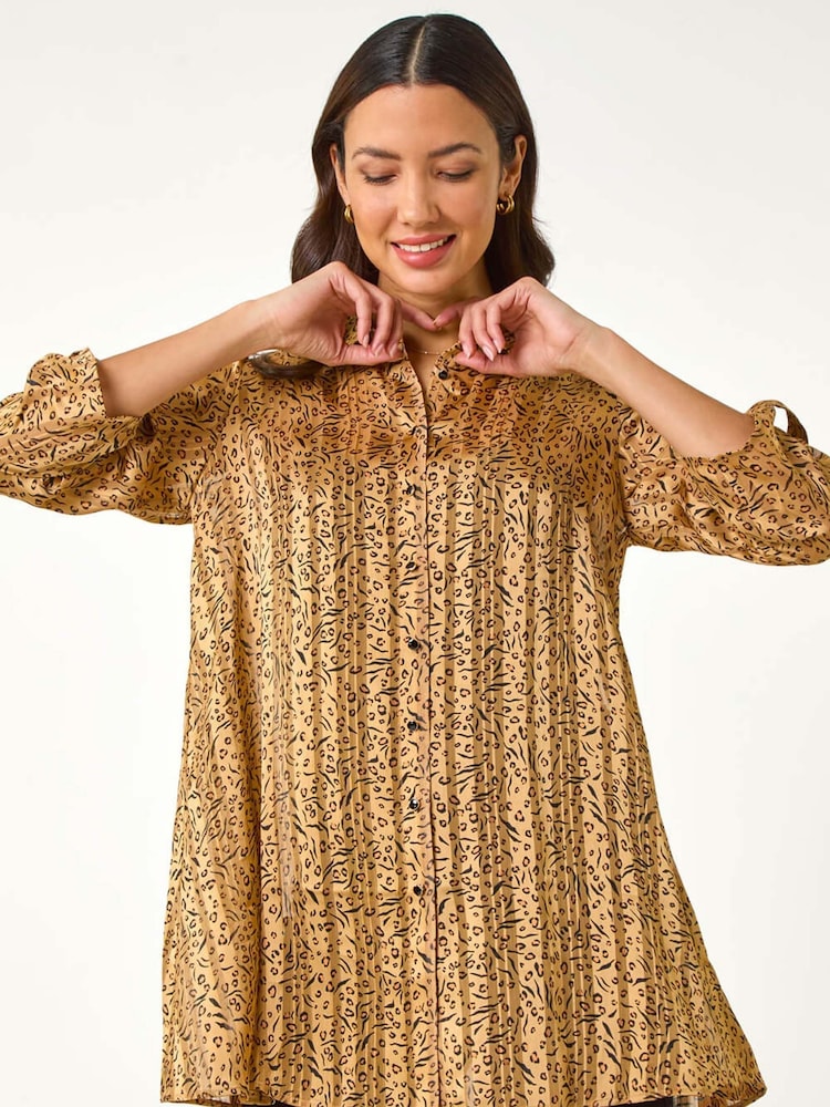 Roman Natural Animal Print Collared Shirt - Image 2 of 5