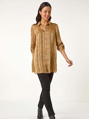 Roman Natural Animal Print Collared Shirt - Image 4 of 5
