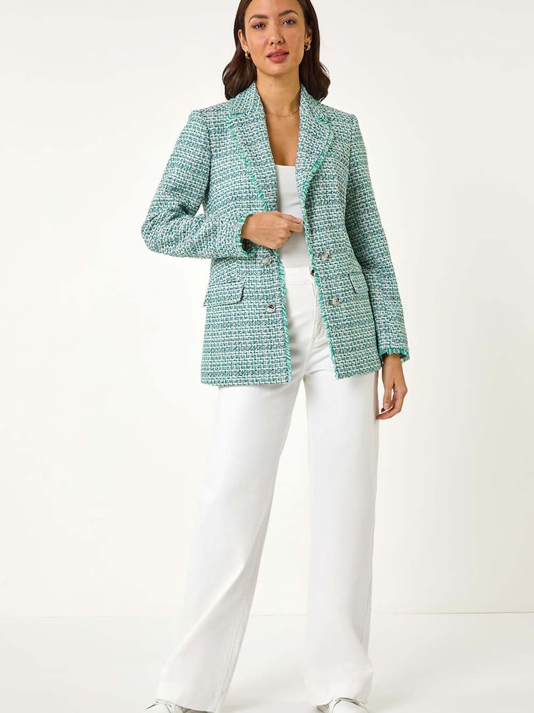 Roman Rutig Frayed Edge Boucle Button Jacka - Bild 2 av 5