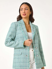Roman Rutig Frayed Edge Boucle Button Jacka - Bild 4 av 5