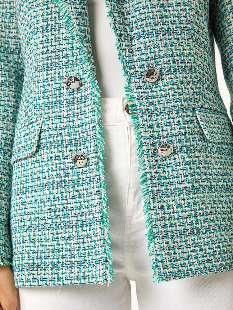 Roman Rutig Frayed Edge Boucle Button Jacka - Bild 5 av 5