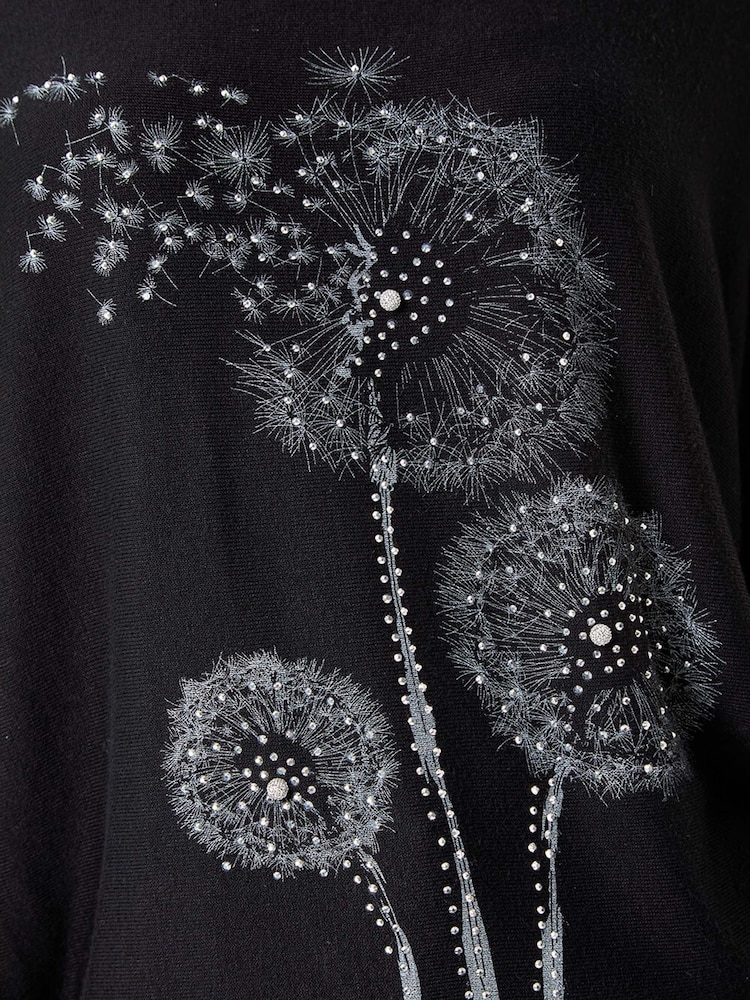Roman Black Hotfix Dandelion Stretch Knit Top - Image 5 of 5