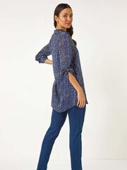 Roman Blue Speckled Print Collared Shirt - Image 3 of 5
