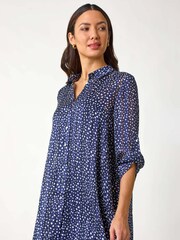 Roman Blue Speckled Print Collared Shirt - Image 4 of 5