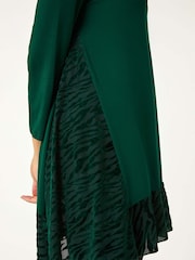 Roman Green Velvet Animal Print Hem Tunic Top - Image 5 of 5