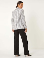 Roman Black Check Frayed Edge Boucle Button Jacket - Image 3 of 5