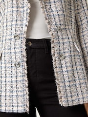 Roman Black Check Frayed Edge Boucle Button Jacket - Image 5 of 5