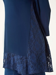 Roman Blue Lace Floral Print Hem Tunic Top - Image 5 of 5