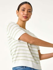Roman Green Dainty Stripe Knit Top - Image 4 of 5