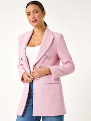Roman Pink Tailored Longline Boucle Jacket - Image 4 of 5