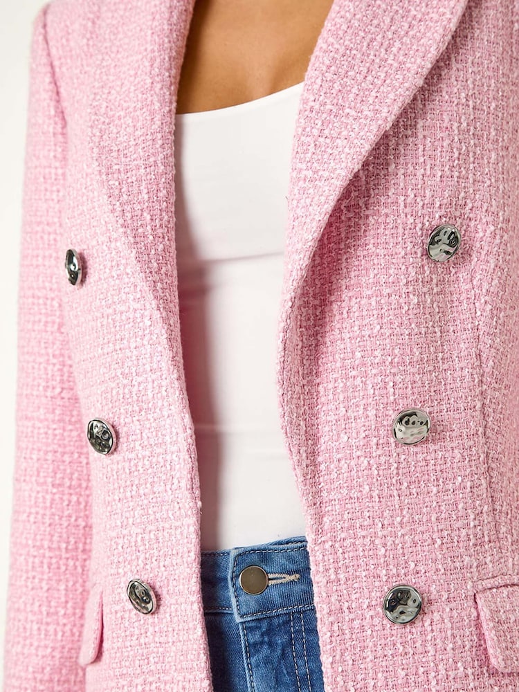 Roman Pink Tailored Longline Boucle Jacket - Image 5 of 5