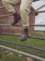 Burgundy Red Faux Fur Lined Chelsea Ankle Wellies - Image 1 of 5