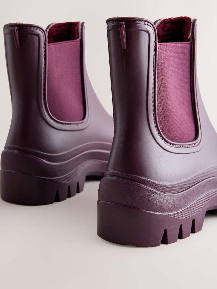 Burgundy Red Faux Fur Lined Chelsea Ankle Wellies - Image 10 of 10