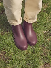 Burgundy Red Faux Fur Lined Chelsea Ankle Wellies - Image 4 of 5