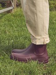 Burgundy Red Faux Fur Lined Chelsea Ankle Wellies - Image 5 of 5