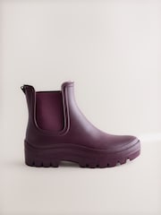 Burgundy Red Faux Fur Lined Chelsea Ankle Wellies - Image 7 of 10