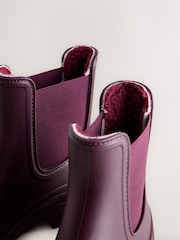 Burgundy Red Faux Fur Lined Chelsea Ankle Wellies - Image 8 of 10