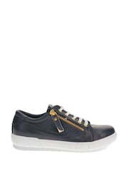 Jones Bootmaker Black Wide Fit Ladies Side Zip Casual Trainers - Image 2 of 6