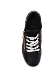 Jones Bootmaker Black Wide Fit Ladies Side Zip Casual Trainers - Image 5 of 6