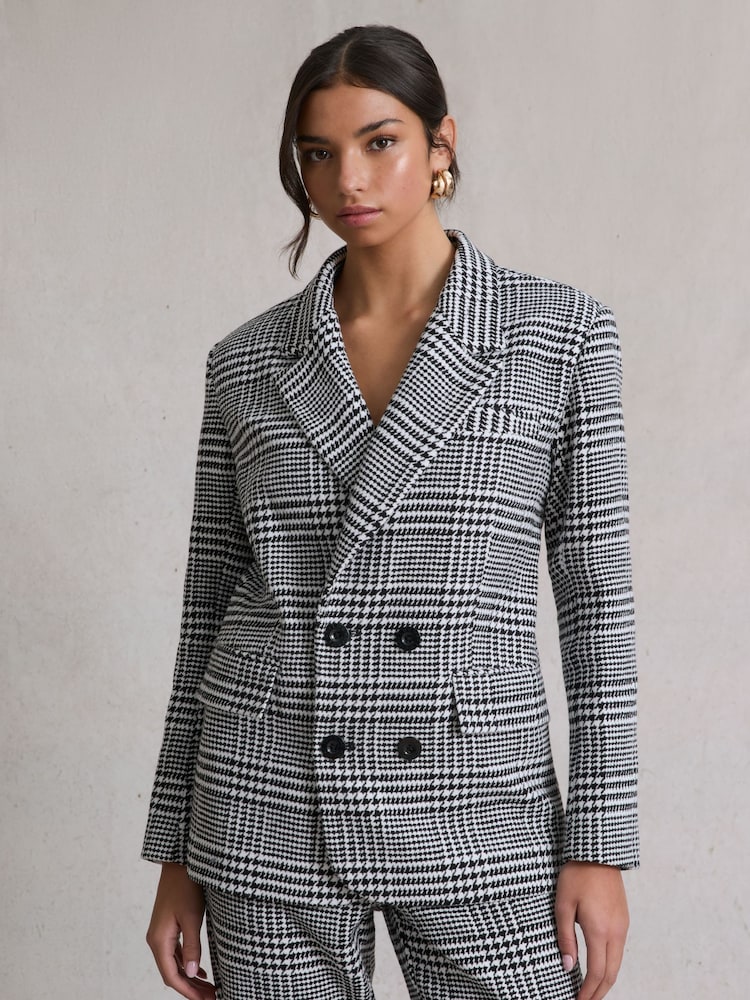 Hay Life Black Double Breasted Check Blazer - Image 1 of 6