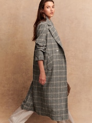 Brown Check Long Maxi Coat - Image 1 of 8