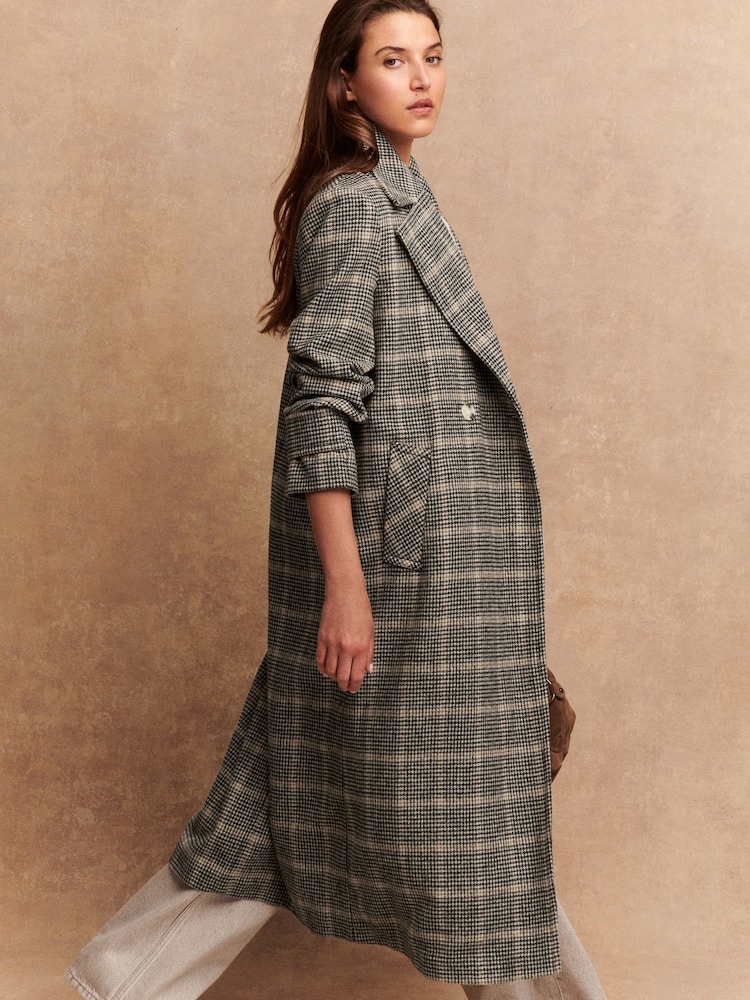 Brown Check Long Maxi Coat - Image 1 of 8