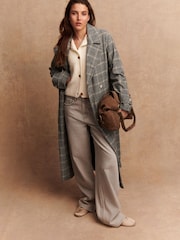 Brown Check Long Maxi Coat - Image 2 of 8