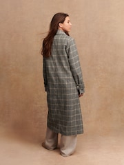 Brown Check Long Maxi Coat - Image 3 of 8