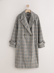 Brown Check Long Maxi Coat - Image 6 of 8