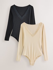 Oat/Black ThermoGen Lightweight Thermal Bodysuits 2 pack - Image 1 of 7