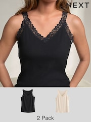 Crema/negro - Thermal Base Layer Lace Trim Vest 2 Pack - Imagen 12 de 13