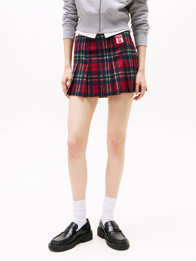 Tommy Jeans Blue Plaid Pleated Skirt - Image 1 of 5