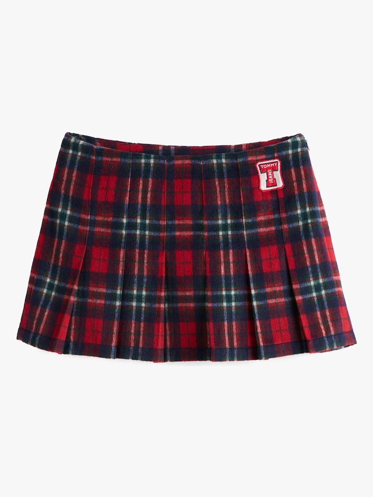 Tommy Jeans Blue Plaid Pleated Skirt - Image 5 of 5