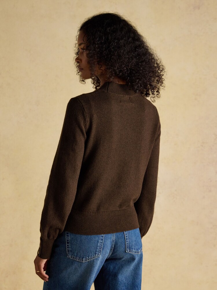 Chocolate marrom - Suéter Joules Enid Cotton-Rich com gola alta - Imagem 2 de 9