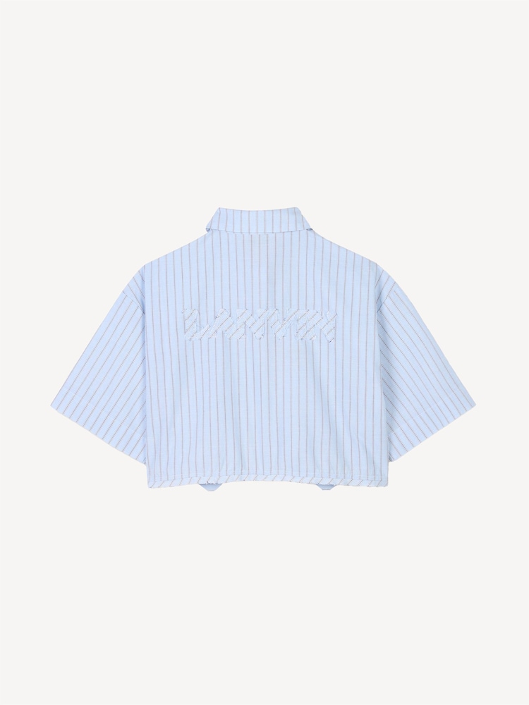 Lanvin Blue Stripe Shirt & Shorts Set With Back Logo - Image 2 of 5 Lanvin Blue Stripe Shirt & Shorts Set With Back Logo - Image 2 of 5