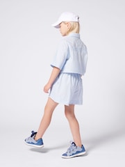 Lanvin Blue Stripe Shirt & Shorts Set With Back Logo - Image 5 of 5