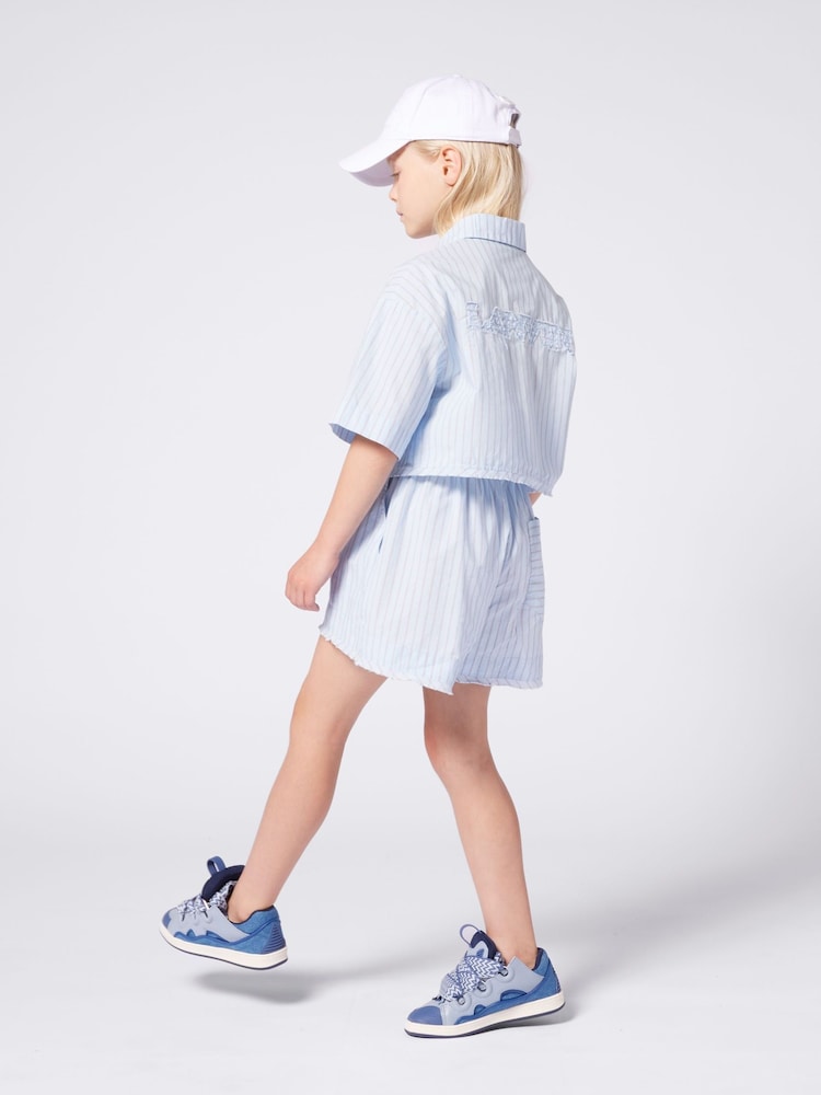 Lanvin Blue Stripe Shirt & Shorts Set With Back Logo - Image 5 of 5