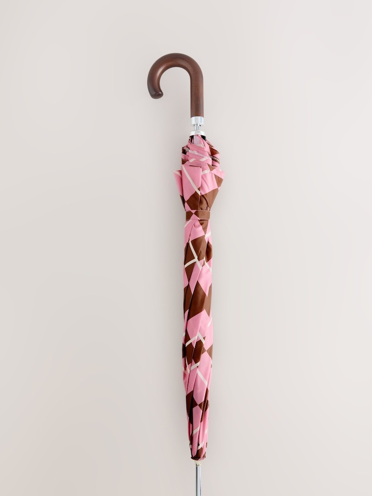 Pink/Brown Large Umbrella - Image 1 of 4