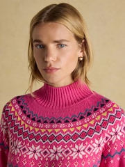 Rosa - Suéter Joules Alba Fairisle de gola alta e algodão Blend - Imagem 5 de 8