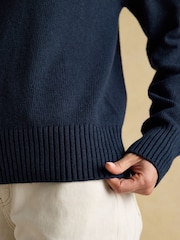 Joules Alba Navy Fairisle High Neck Cotton-Blend Jumper - Image 5 of 7