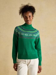 Verde - Suéter Joules Alba Fairisle de gola alta e algodão Blend - Imagem 1 de 8
