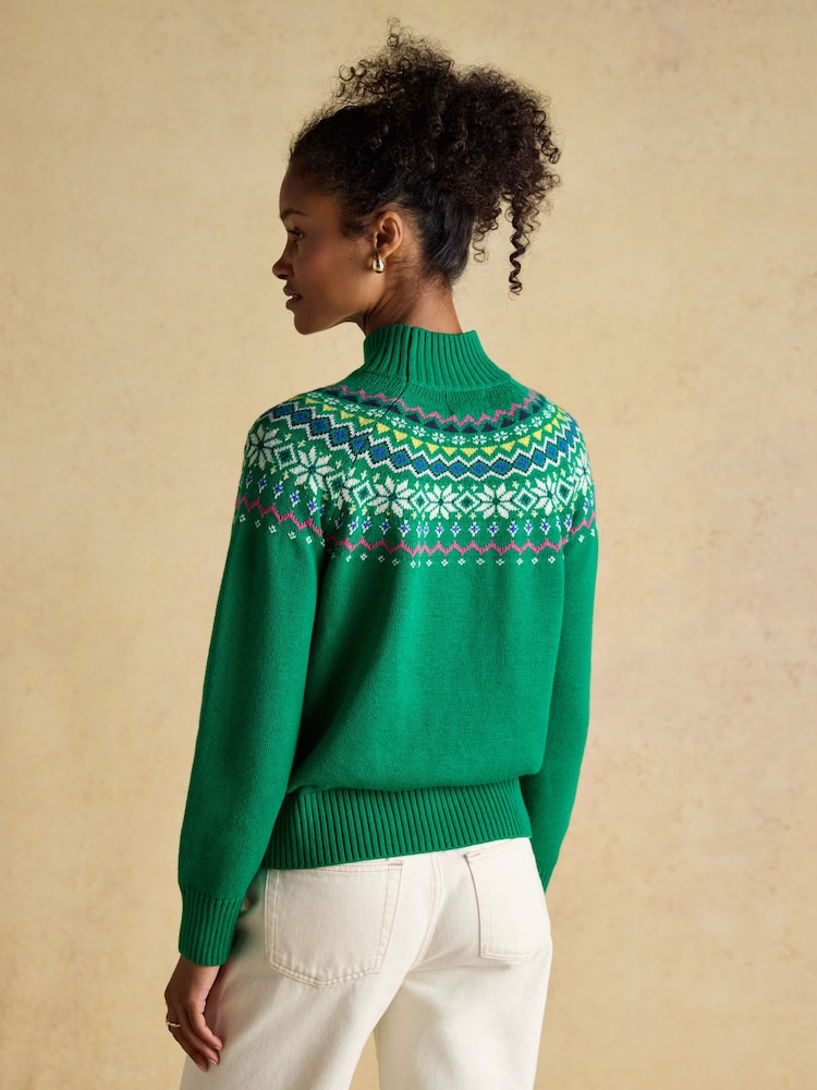 Verde - Suéter Joules Alba Fairisle de gola alta e algodão Blend - Imagem 2 de 8