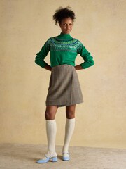 Verde - Suéter Joules Alba Fairisle de gola alta e algodão Blend - Imagem 3 de 8
