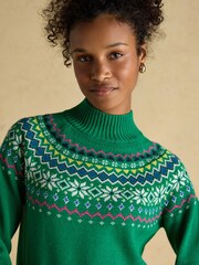 Verde - Suéter Joules Alba Fairisle de gola alta e algodão Blend - Imagem 4 de 8