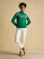 Verde - Suéter Joules Alba Fairisle de gola alta e algodão Blend - Imagem 5 de 8