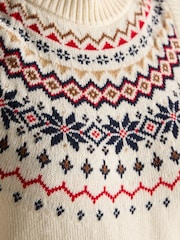 Joules Alba Cream Fairisle Cotton Rich Vest - Image 6 of 8