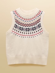 Joules Alba Cream Fairisle Cotton Rich Vest - Image 8 of 8