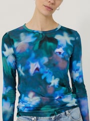 Jigsaw Green Floral Print Mist Long Sleeve T-Shirt - Image 2 of 5
