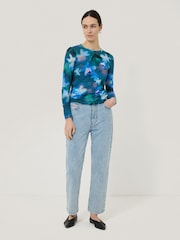 Jigsaw Green Floral Print Mist Long Sleeve T-Shirt - Image 3 of 5
