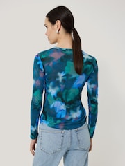 Jigsaw Green Floral Print Mist Long Sleeve T-Shirt - Image 4 of 5